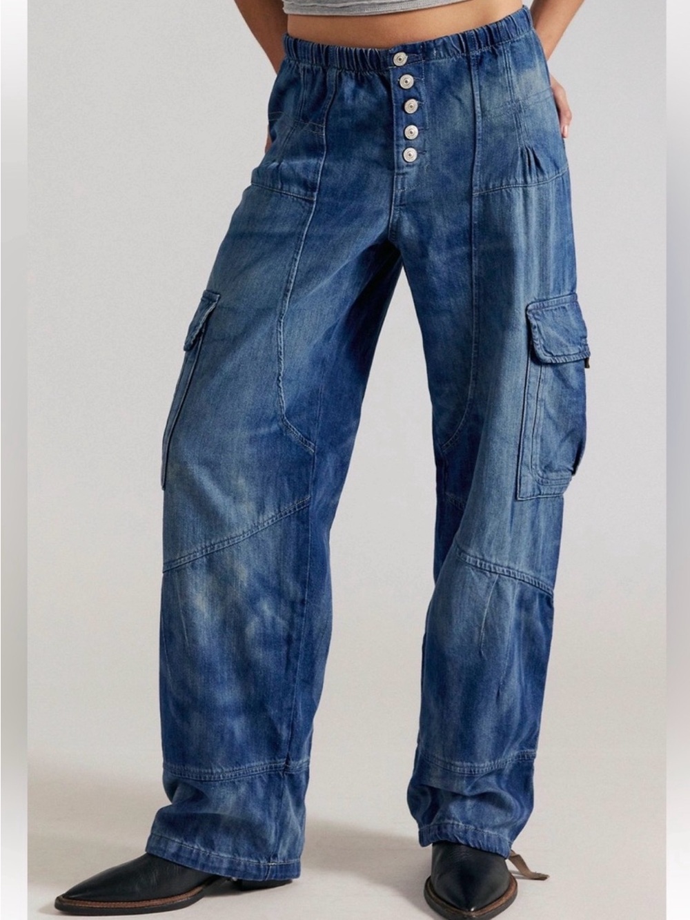 🌺 Free People We The Free Wallflower Pull-On Cargo Jeans